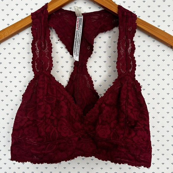 Free People Galloon Lace Back Bralette M Red - Picture 3 of 5